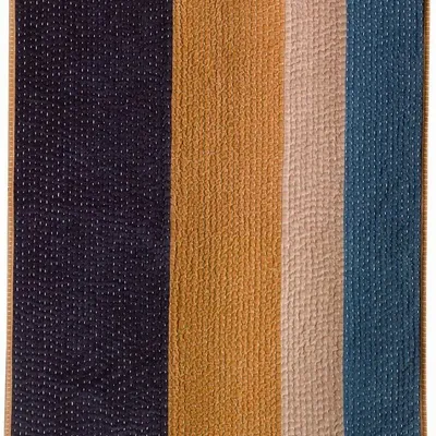 Plaids - Edredon Elise patchs Cobalt 80 x 180 - MAISON VIVARAISE - SDE VIVARAISE WINKLER