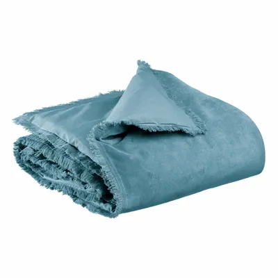 Throw blankets - Plain Fara Comforter Acier 85 X 200 - MAISON VIVARAISE - SDE VIVARAISE WINKLER