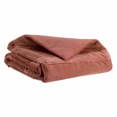 Throw blankets - Fara Corduroy Comforter Bois de rose 85 X 200 - MAISON VIVARAISE - SDE VIVARAISE WINKLER