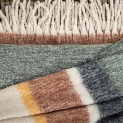 Throw blankets - Isabel Recycled Plain Throw Olive 130 X 160 - MAISON VIVARAISE - SDE VIVARAISE WINKLER