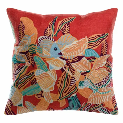 Cushions - Embroidered Cushion Dori Papaye 45 X 45 - MAISON VIVARAISE - SDE VIVARAISE WINKLER