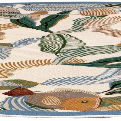 Tapis - Tapis Dori outdoor Lagon Diamètre 160 cm - MAISON VIVARAISE - SDE VIVARAISE WINKLER