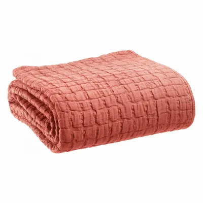 Linge de lit - Jeté de lit Swami Pêche 240 x 260 - MAISON VIVARAISE - SDE VIVARAISE WINKLER