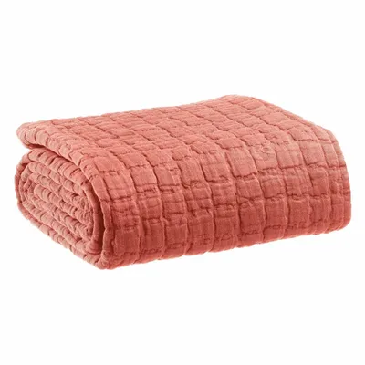 Throw blankets - Swami Throw Blanket Pêche 130 X 200 - MAISON VIVARAISE - SDE VIVARAISE WINKLER