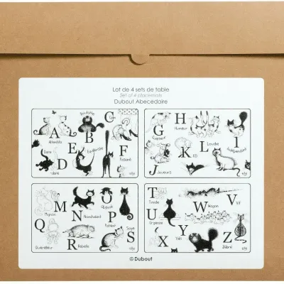 Table cloths - Set of 4 Dubout Abécédaire Placemats Noir/Blanc 30 X 45 - MAISON VIVARAISE - SDE VIVARAISE WINKLER