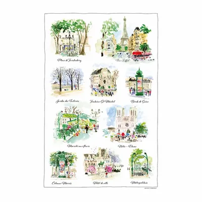 Torchons - Torchon Paris scénettes Blanc 48 x 72 - MAISON VIVARAISE - SDE VIVARAISE WINKLER