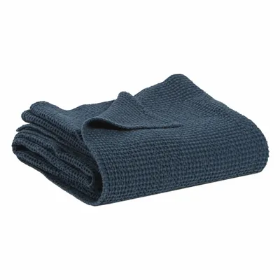 Linge de lit - Jeté recyclé Maia Navy 180 x 260 - MAISON VIVARAISE - SDE VIVARAISE WINKLER