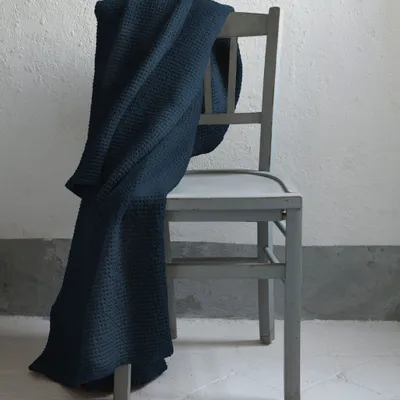 Linge de lit - Jeté recyclé Maia Navy 180 x 260 - MAISON VIVARAISE - SDE VIVARAISE WINKLER