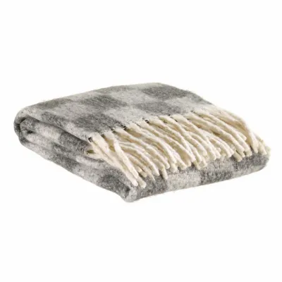 Throw blankets - Recycled Checkered Throw Isabel Ardoise 130 X 160 - MAISON VIVARAISE - SDE VIVARAISE WINKLER