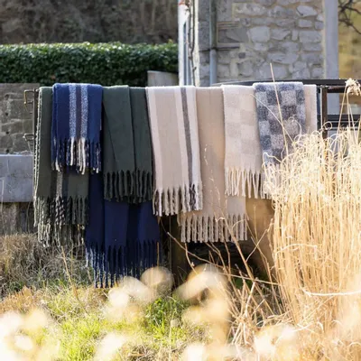 Throw blankets - Recycled Checkered Throw Isabel Nuage 130 X 160 - MAISON VIVARAISE - SDE VIVARAISE WINKLER