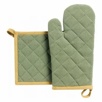 Maniques - Lot gant de cuisine/manique recyclé Grace Matcha 15 x 32 - MAISON VIVARAISE - SDE VIVARAISE WINKLER