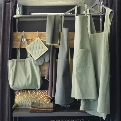 Maniques - Lot gant de cuisine/manique recyclé Grace Matcha 15 x 32 - MAISON VIVARAISE - SDE VIVARAISE WINKLER