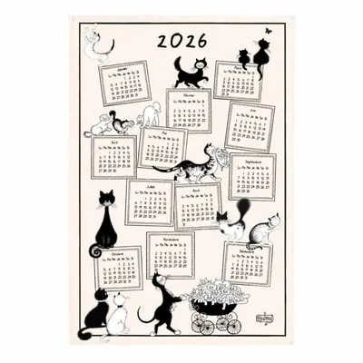 Torchons - Torchon Dubout Calendrier 2026 Ecru 48 x 72 - MAISON VIVARAISE - SDE VIVARAISE WINKLER