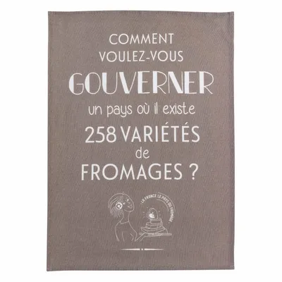 Torchons - Torchon Gouverner et fromages Gris 50 x 70 - MAISON VIVARAISE - SDE VIVARAISE WINKLER