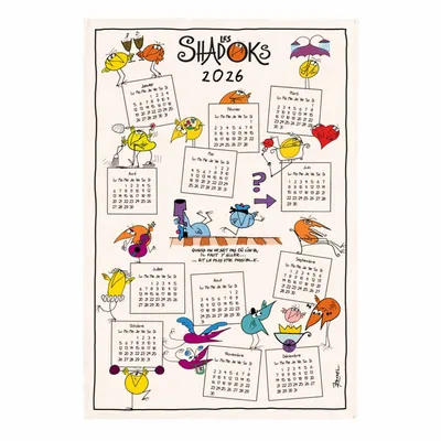 Torchons - Torchon Shadoks Calendrier 2026 Ecru 48 x 72 - MAISON VIVARAISE - SDE VIVARAISE WINKLER