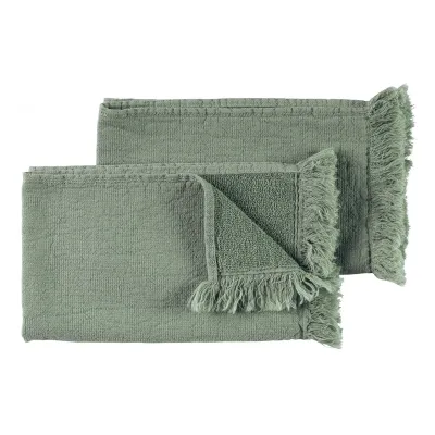 Bath towels - Set of 2 Luna Guest Towels Detox Green 50 X 30 - LA CERISE SUR LE GATEAU