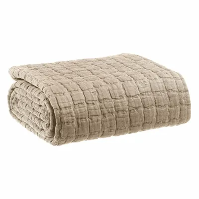 Throw blankets - Swami Throw Blanket Muscade 130 X 200 - MAISON VIVARAISE - SDE VIVARAISE WINKLER