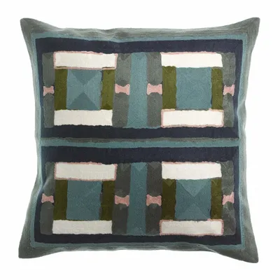 Coussins - Coussin brodé Taho Vert de gris 45 x 45 - MAISON VIVARAISE - SDE VIVARAISE WINKLER