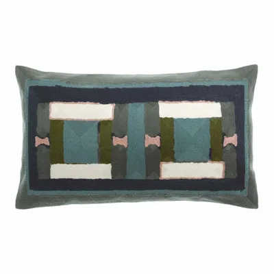 Cushions - Embroidered Cushion Taho Vert de gris 30 X 50 - MAISON VIVARAISE - SDE VIVARAISE WINKLER
