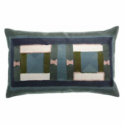 Coussins - Coussin brodé Taho Vert de gris 40 x 65 - MAISON VIVARAISE - SDE VIVARAISE WINKLER