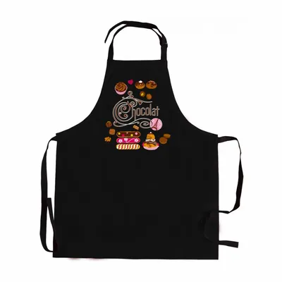 Aprons - Recycled pocketless kitchen apron Éclairs Noir 72 X 90 - MAISON VIVARAISE - SDE VIVARAISE WINKLER