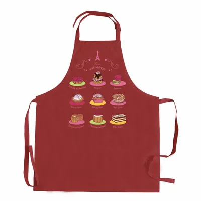 Tabliers de cuisine - Tablier de cuisine sans poche French Pâtisserie recyclé Rouge 72 x 90 - MAISON VIVARAISE - SDE VIVARAISE WINKLER