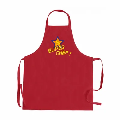 Tabliers de cuisine - Tablier de cuisine adulte sans poche Super Chef recyclé Rouge 72 x 90 - MAISON VIVARAISE - SDE VIVARAISE WINKLER