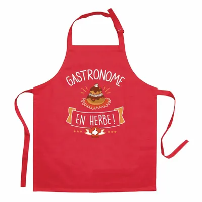 Aprons - Recycled children's kitchen apron Gastronome Rouge 52 X 63 - MAISON VIVARAISE - SDE VIVARAISE WINKLER