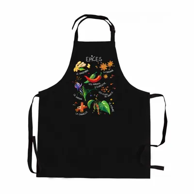 Tabliers de cuisine - Tablier de cuisine sans poche Épices recyclé Noir 72 x 90 - MAISON VIVARAISE - SDE VIVARAISE WINKLER