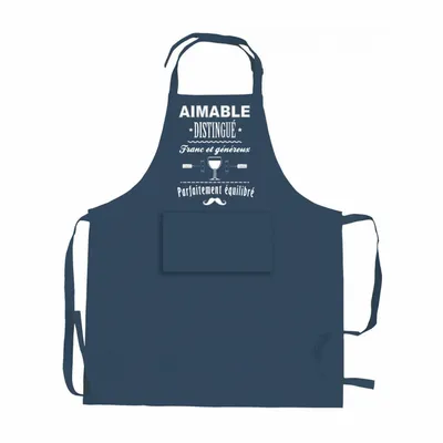 Aprons - Recycled kitchen apron Aimable et distingué Indigo 72 X 90 - MAISON VIVARAISE - SDE VIVARAISE WINKLER