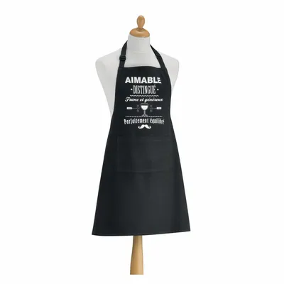 Aprons - Recycled kitchen apron Aimable et distingué Noir 72 X 90 - MAISON VIVARAISE - SDE VIVARAISE WINKLER