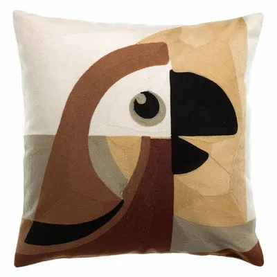 Coussins - Coussin brodé Loro Naturel 45 x 45 - MAISON VIVARAISE - SDE VIVARAISE WINKLER