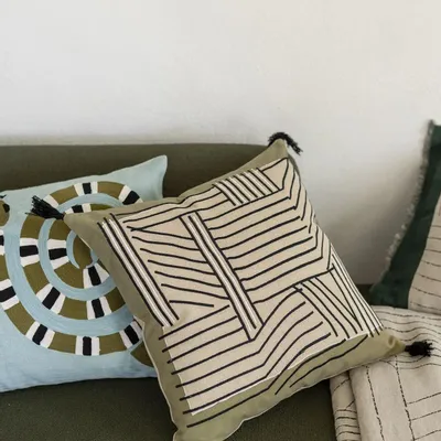 Cushions - Embroidered cushion Kori Cèdre 45 X 45 - MAISON VIVARAISE - SDE VIVARAISE WINKLER