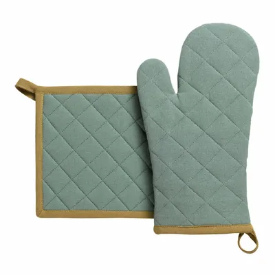 Maniques - Lot gant de cuisine et manique recyclé Grace Aqua 18 x 32 - MAISON VIVARAISE - SDE VIVARAISE WINKLER