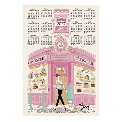 Torchons - Torchon Façade Pâtisserie Calendrier 2027 Ecru 48 x 72 - MAISON VIVARAISE - SDE VIVARAISE WINKLER