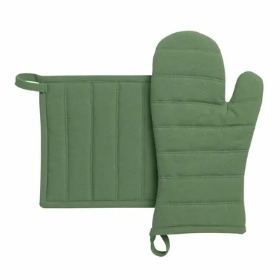 Potholders - Recycled oven glove and pot holder set Jona Prairie 15 X 30 - MAISON VIVARAISE - SDE VIVARAISE WINKLER