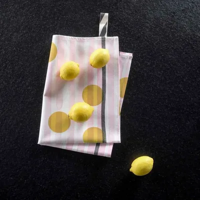 Dish towels - Striped tea towel Citron Jaune 50 X 70 - LA CERISE SUR LE GATEAU