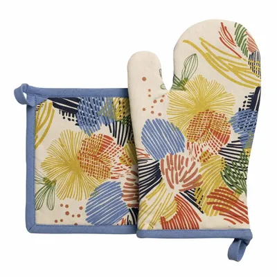 Potholders - Abelia recycled oven glove and pot holder set Multico 15 X 30 - MAISON VIVARAISE - SDE VIVARAISE WINKLER