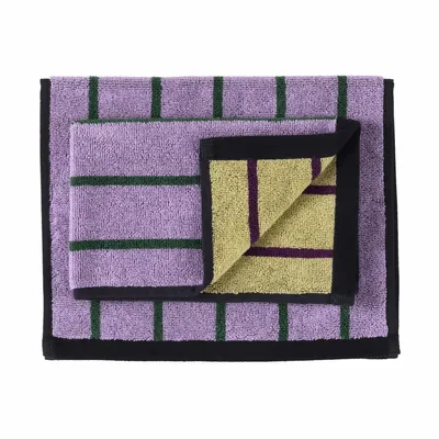 Serviettes de bain - Lot de 2 serviettes invités Charly Lilas 30 x 50 - LA CERISE SUR LE GATEAU