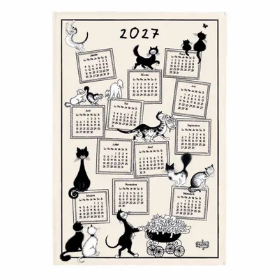 Torchons - Torchon Dubout Calendrier 2027 Ecru 48 x 72 - MAISON VIVARAISE - SDE VIVARAISE WINKLER
