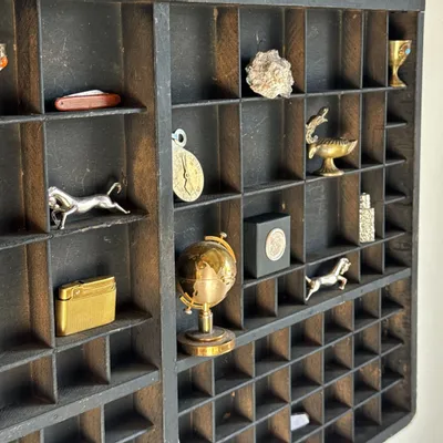 Trays - Old black painted wood letterpress drawer with two handles H51 L85 - OFFICE OBJETS