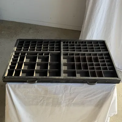 Trays - Old black painted wood letterpress drawer with two handles H51 L85 - OFFICE OBJETS