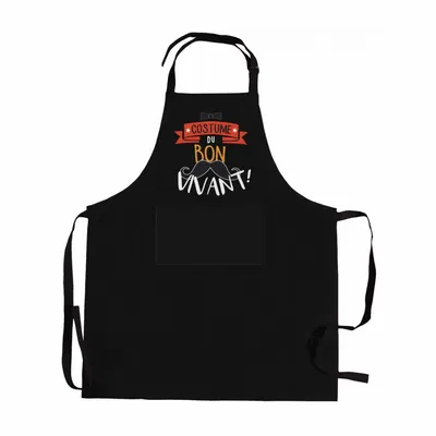 Aprons - Recycled kitchen apron Costume du bon vivant Noir 72 X 90 - MAISON VIVARAISE - SDE VIVARAISE WINKLER