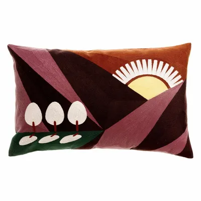 Cushions - Embroidered cushion Eol Bordeaux 40 X 65 - MAISON VIVARAISE - SDE VIVARAISE WINKLER