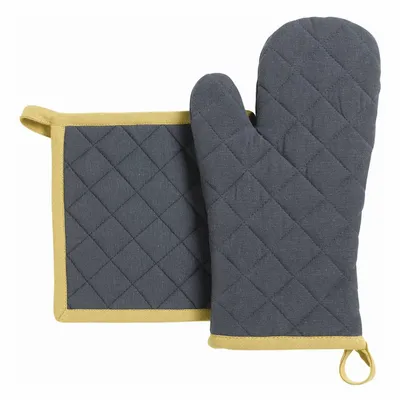 Potholders - Recycled oven glove and pot holder set Grace Corinthe 18 X 32 - MAISON VIVARAISE - SDE VIVARAISE WINKLER
