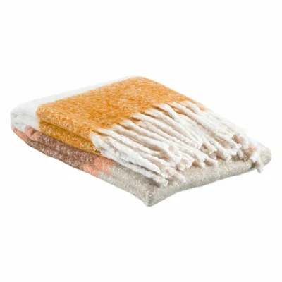 Throw blankets - Recycled striped throw Isabel Cuivre 130 X 160 - MAISON VIVARAISE - SDE VIVARAISE WINKLER