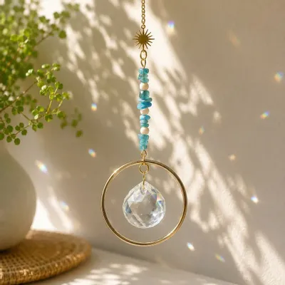 Objets design - Attrape-soleil Astra Apatite bleue - MANDALASHOP