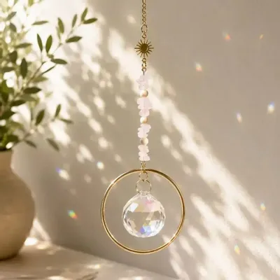 Gifts - Astra Rose Quartz Suncatcher - MANDALASHOP