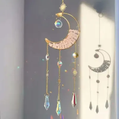 Cadeaux - Attrape-soleil Lune Mystique Quartz rose - MANDALASHOP
