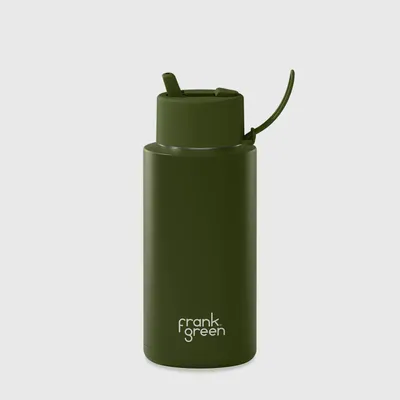 Mugs - Reusable Bottle with Flip Straw Lid 34oz/1L - FRANK GREEN LIMITED